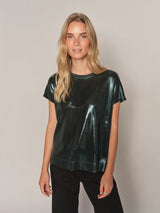 Mos Mosh Nivola O-neck Metallic Tee - Dark Pine