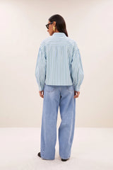 Sarah short sea blouse - Green stripe