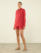 With Nothing Underneath The Boxer Linen - Cardinal Red