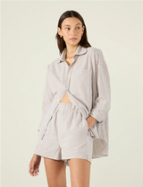 With Nothing Underneath The Boxer Seersucker - Mocha Stripe