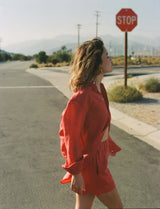 With Nothing Underneath The Boxer Linen - Cardinal Red