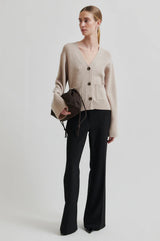 Second Female Alpha Knit Fitted Cardigan - Beige Melange