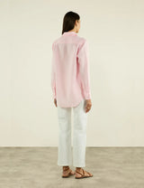 With Nothing Underneath The Boyfriend Linen - Grapefruit Pink