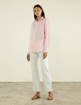 With Nothing Underneath The Boyfriend Linen - Grapefruit Pink