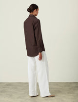 With Nothing Underneath The Boyfriend Fine Poplin Shirt - Chocolate