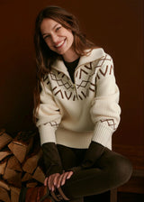 Varley Sigrid Fairisle Half Zip Knit - Whitecap Grey