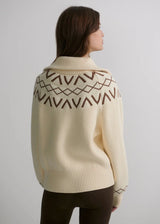 Varley Sigrid Fairisle Half Zip Knit - Whitecap Grey