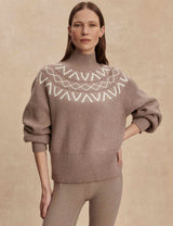 Varley Marcie Fairisle Yoke Knit - Light Taupe Marl