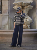 Varley Bryony Short Puffer Jacket - Navy Check