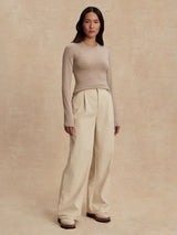 Varley Edna Long Sleeve Fitted Tee - Taupe Marl