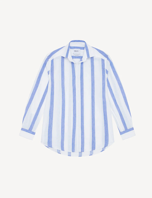 With Nothing Underneath The Boyfriend Weave - Ocean Blue Stripe