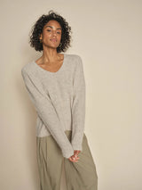 Mos Mosh Thora V-Neck Knit - Feather Grey