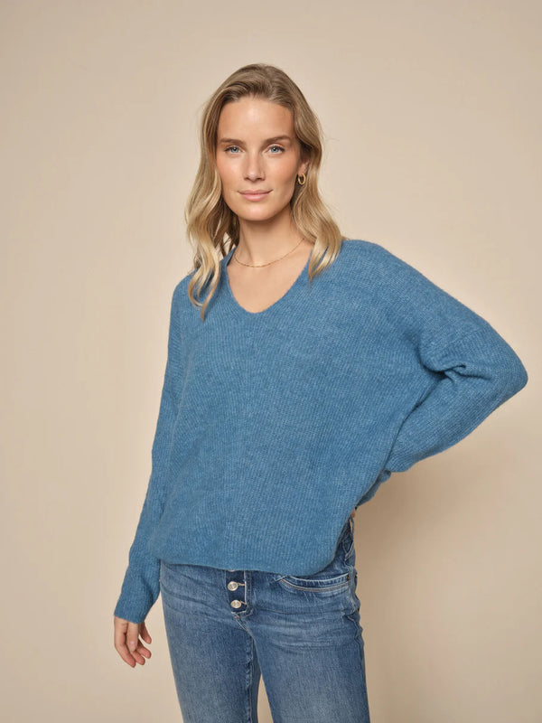 Mos Mosh Thora V-Neck Knit - Bluesteel