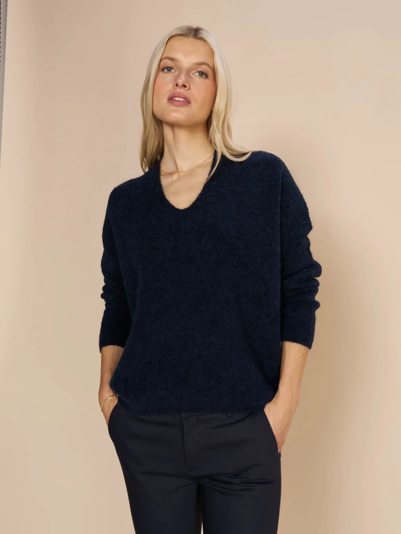 Mos Mosh Thora V-Neck Knit - Salute Navy