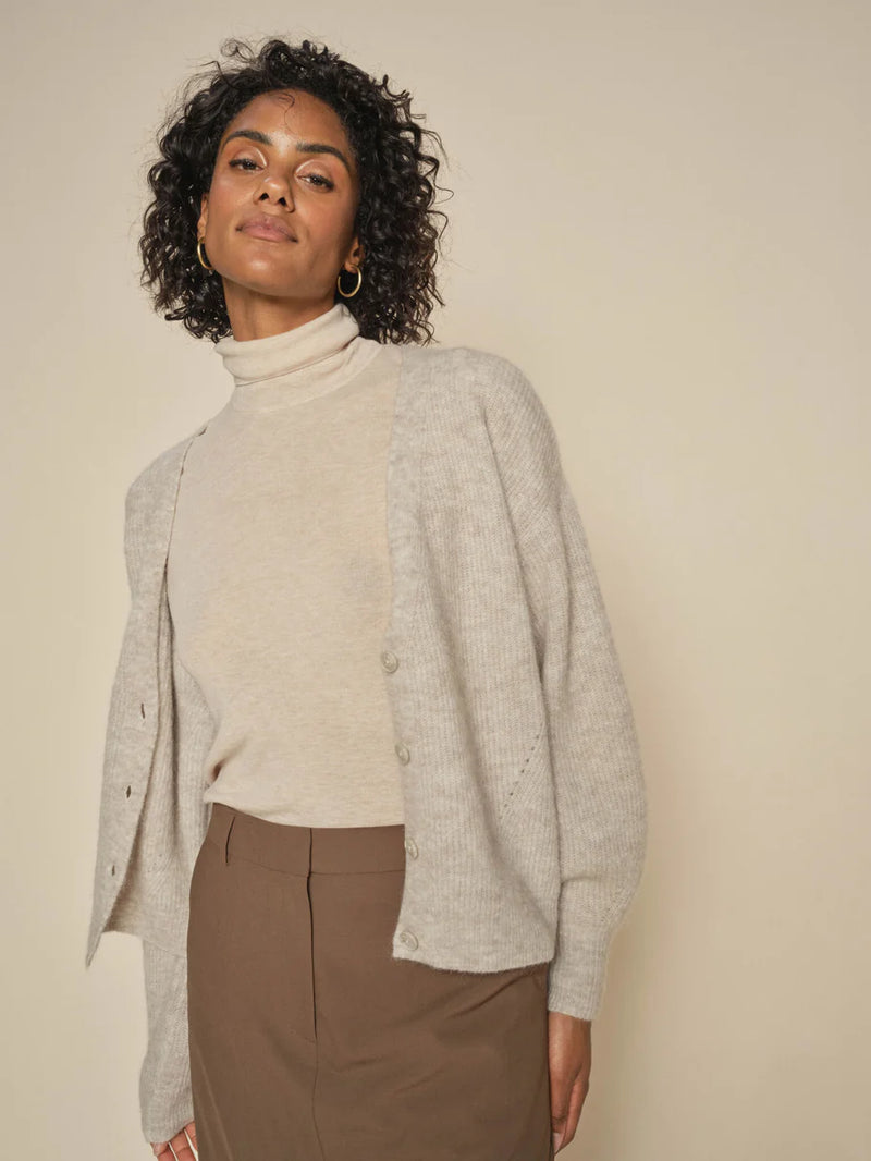 Mos Mosh Thora V-Neck Knit Cardigan - Feather Grey