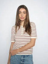 Mos Mosh Aliz Caliz Stripe SS Knit - Cabernet