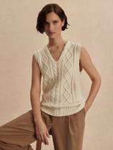 Varley Kay Cable Knit Vest - Snow White