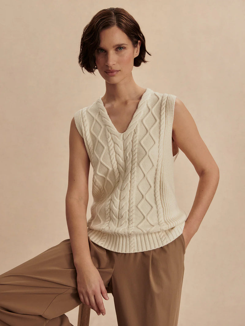 Varley Kay Cable Knit Vest - Snow White
