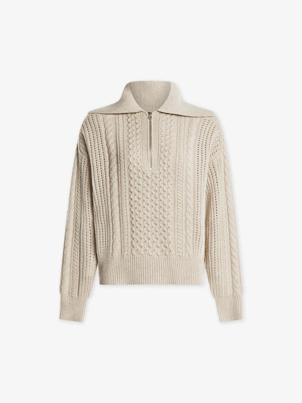 Varley Camello Relaxed Cable Half Zip - Parchment