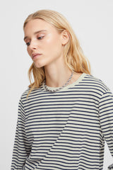 Ichi Mira LS T-shirt - Navy Stripe