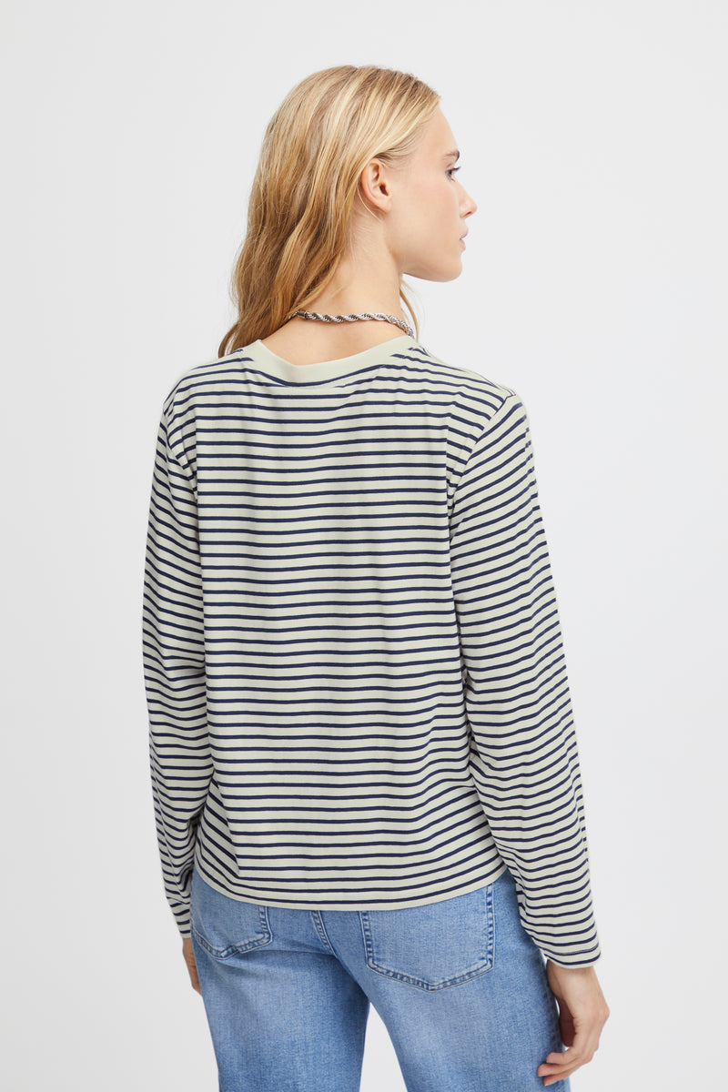 Ichi Mira LS T-shirt - Navy Stripe