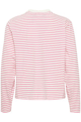 Ichi Mira LS2 T-shirt - Cloud Dancer/Pink Stripe