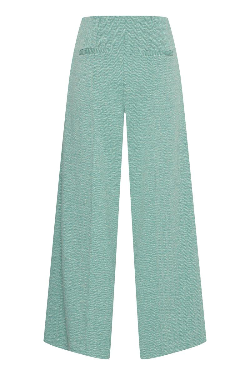 Ichi Kate Jacquard Pants - Beryl Green/Almond