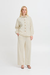 Ichi Kate Corduroy Wide Pant - Almond Milk