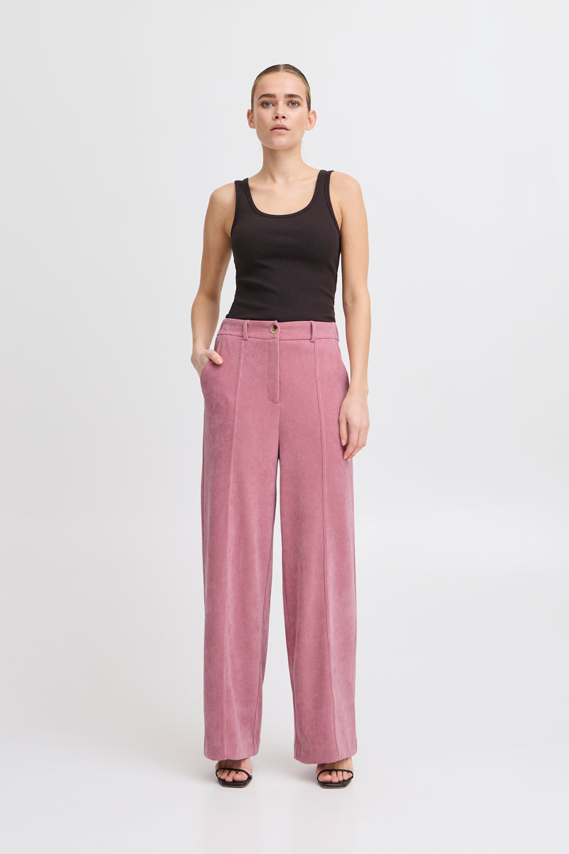 Ichi Kate Corduroy Wide Pant - Heather Rose