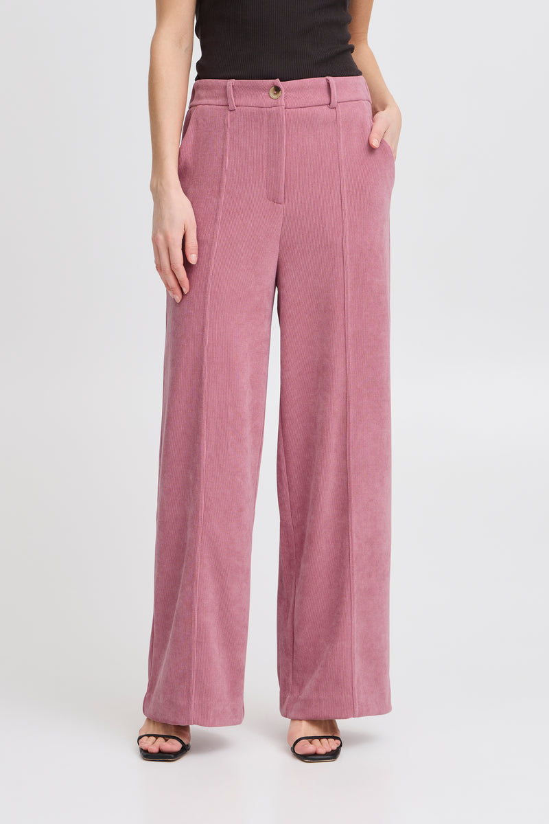 Ichi Kate Corduroy Wide Pant - Heather Rose