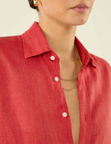With Nothing Underneath The Boyfriend Linen - Cardinal Red