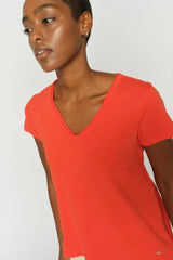 Mos Mosh Tulli V-SS Basic Tee - Spicy Orange