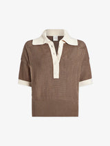 Varley Finch Knit Polo - Taupe Stone/ Whitecap