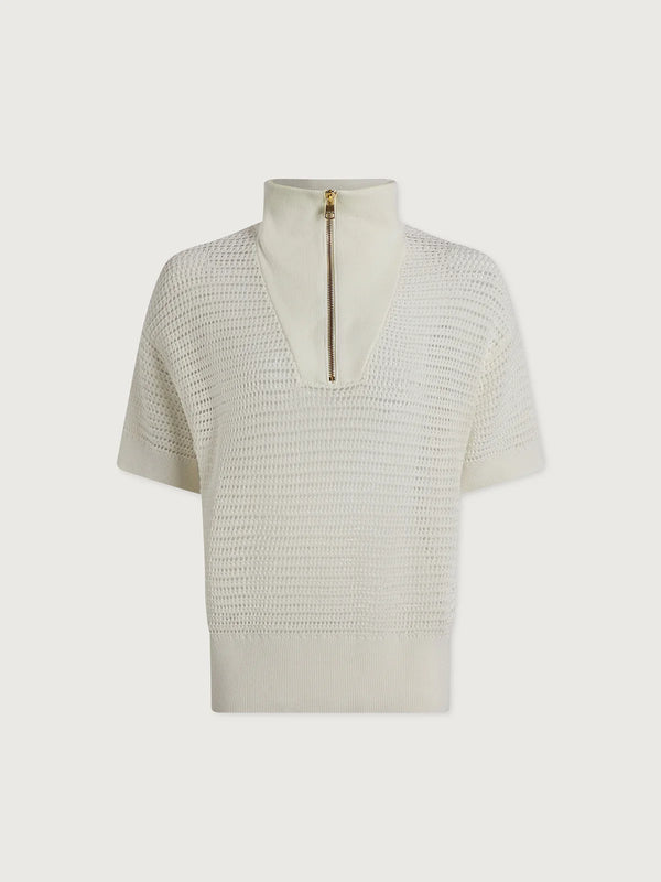 Varley Nali Half Zip Knit Top - Egret