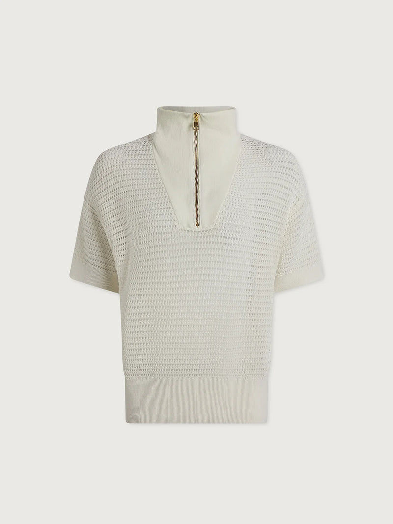 Varley Nali Half Zip Knit Top - Egret