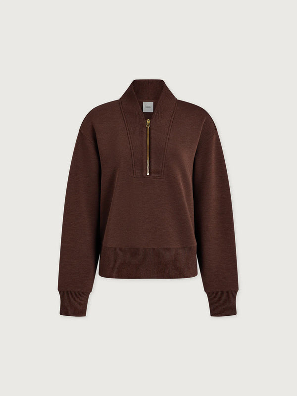 Varley Sally Half Zip Sweat - Coffee Bean Marl