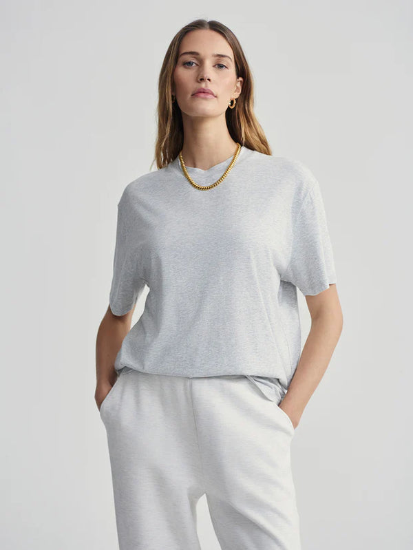 Varley Leighton Boyfriend Tee - Light Grey Melange