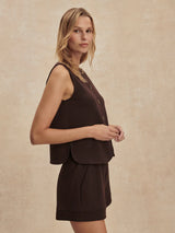 Varley Josie Button Through Tank - Coffee Bean