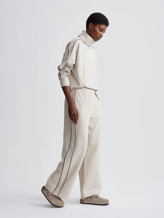 Varley Brushed Rib Wide Leg Pant 28 - Cement Marl/Bitter Chocolate