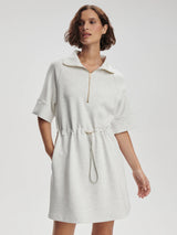 Varley Paisley Half Zip Dress - Ivory Marl