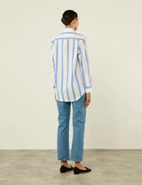 With Nothing Underneath The Boyfriend Weave - Ocean Blue Stripe