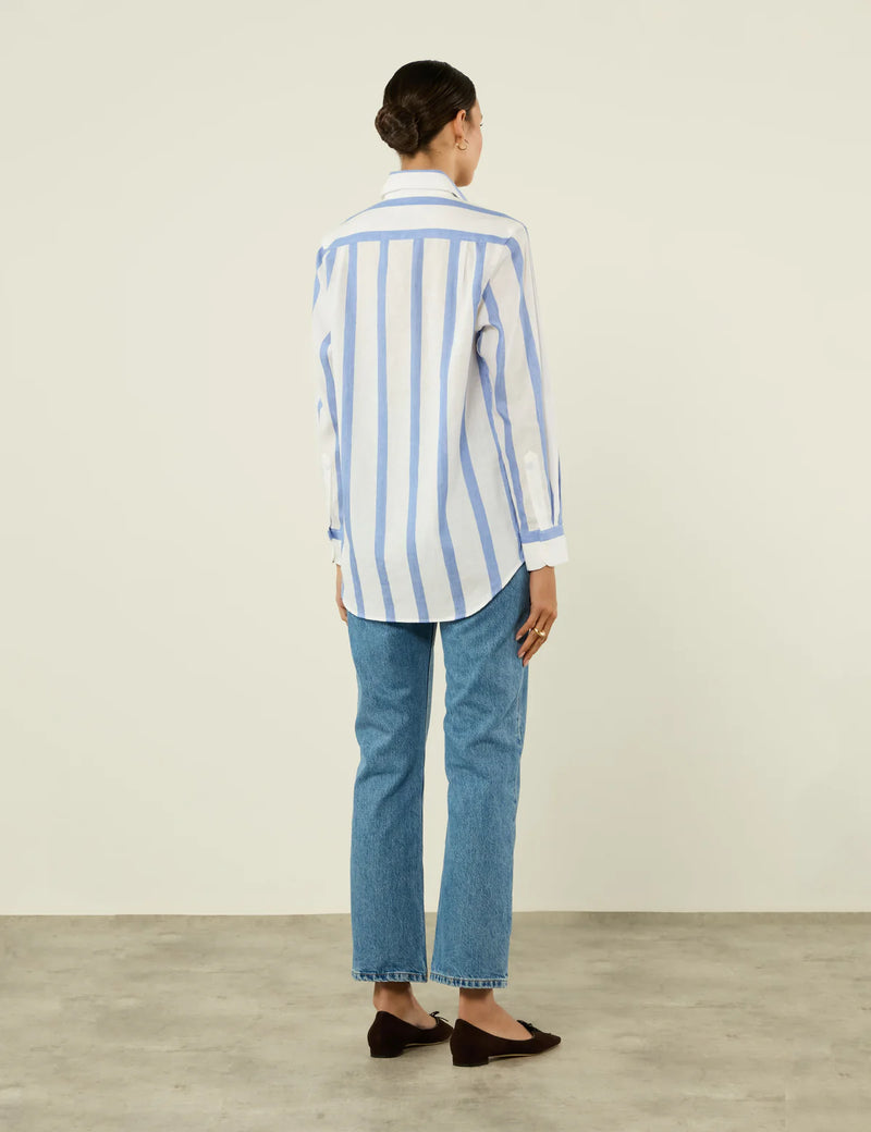 With Nothing Underneath The Boyfriend Weave - Ocean Blue Stripe