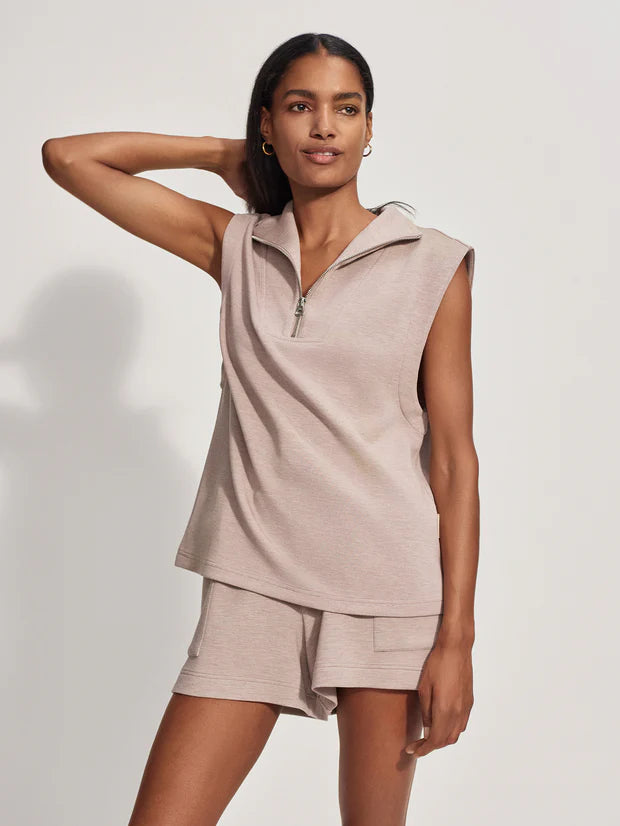 Varley Magnolia half zip tank - Taupe Marl