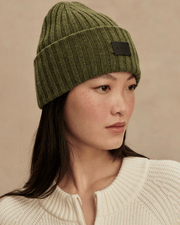Varley Elva Chunky Rib Beanie - Mid Olive Marl