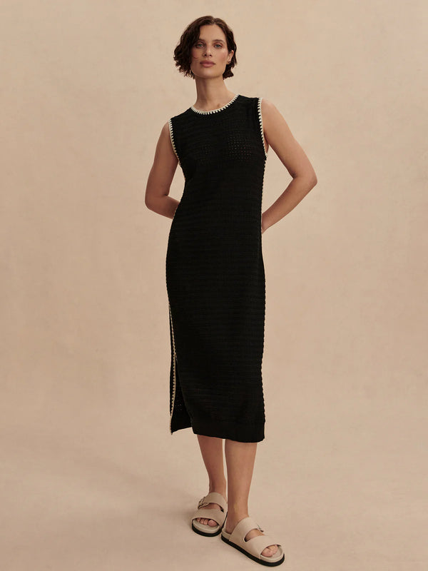 Varley Dwight Tank Knit Dress - Black/White
