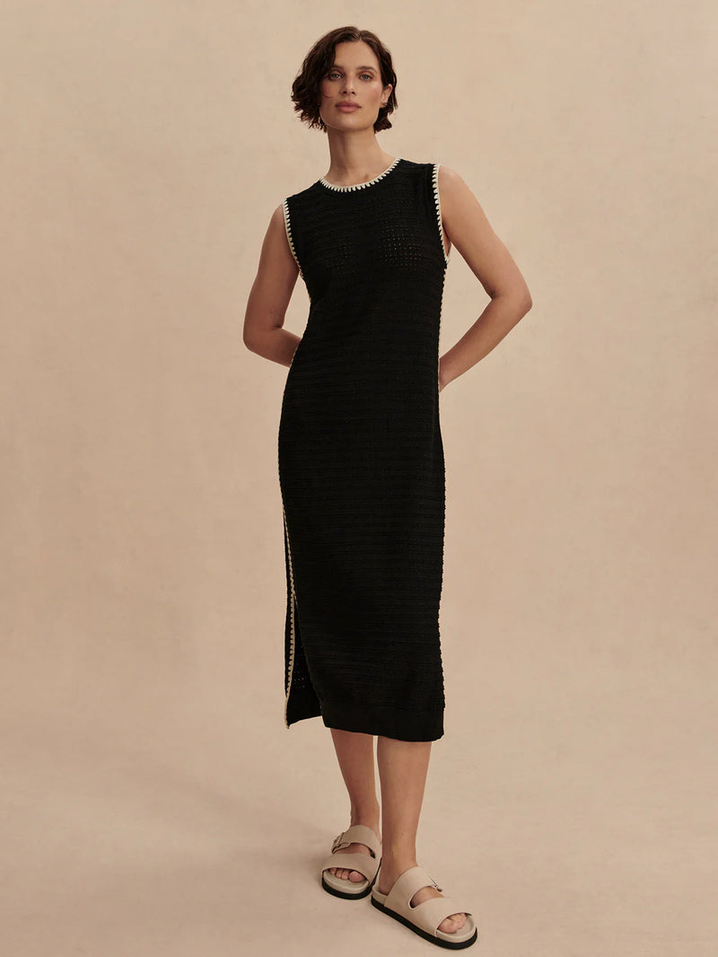 Varley Dwight Tank Knit Dress - Black/White