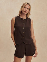 Varley Josie Button Through Tank - Coffee Bean