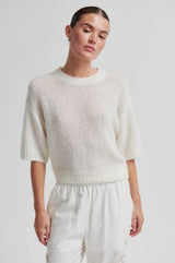 Second Female Silia Knit SS O-Neck - Eggnog