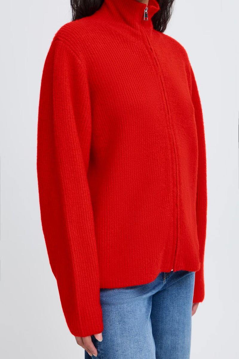 Ichi Ducie Cardigan - Fiery Red