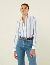 With Nothing Underneath The Boyfriend Weave - Ocean Blue Stripe